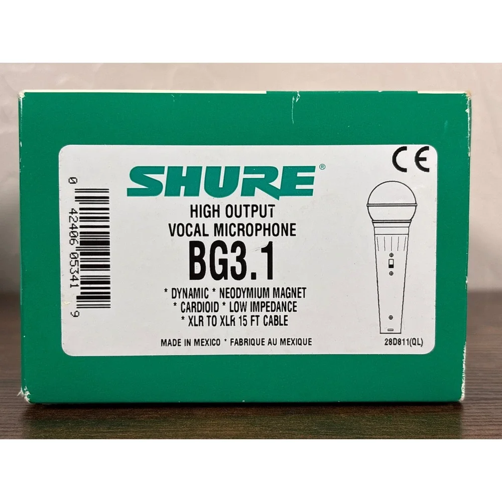 Shure BG 3.1 High Output Vocal Microphone Dynamic Cardioid XLR Mic with Case Box
